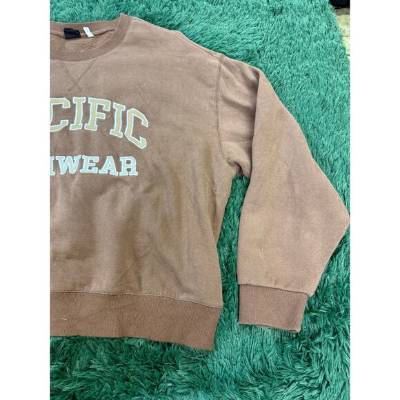 90s PacSun Pacific Sunwear Brown CrewNeck Sweatshirt Size M UNISEX Y2K - Picture 4 of 7